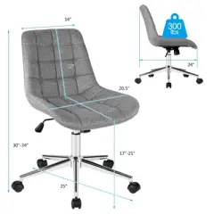 Costway Mid Back Armless Office Chair Adjustable Swivel Fabric Task Desk Chair