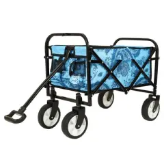 CAVINAS Trendy Lightweight Folding Wagon Cart,Colorful Prints Shopping Cart with All-Terrain Wheels,Wagon for Camping,Shopping,Sports