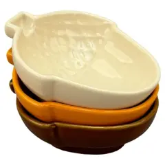 BIA Cordon Bleu Harvest Collection Acorn Bowls, Set of 3 - Assorted Fall Colors, Stackable 4oz Mini Dishes - Stoneware Acorn-Shaped Bowls