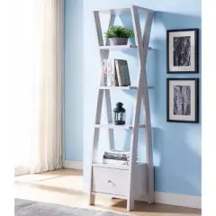 71" Graci 5 Shelf with 1 Drawer Bookcase White Oak - miBasics