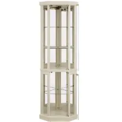 YOOCOZZ Corner Lighted Curio Cabinet Glass Display Case with Light for Living Room Antique Collection Wine Bar Glass Storage