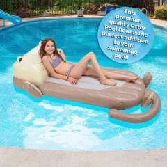 Aquamazing Inflatable Otter Pool Float w/Headrest- Cute Swimming Lounger Chair for Kids & Adults- Measures 64&rdquo; x 26&rdquo; - Perfect for Summer Pool time