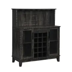 Home Source Bar Cabinet with Wine Rack and Glass Doors