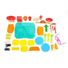 Ready! Set! Play! Link 35 Piece Little Chef Portable Snack Bar Case Play Set, Food Pretend Play Toys