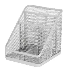 Mesh Medium Desktop Organizer Silver - Brightroom&trade;: Steel Desk Tool Holder, Office Supplies, 7"x7"x6"