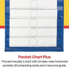 School Smart Pocket Chart with 14 Pockets, 33 x 12-1/2 Inches, Blue
