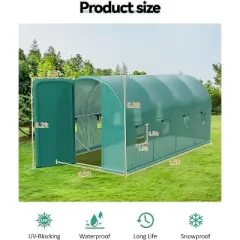 15x6.5x6.5ft Walk-in Greenhouse Tunnel Galvanized Steel Tunnel Greenhouse with Doors and Window,Garden Hot House for Home Gardening