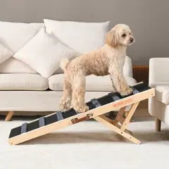 VEVOR Dog Ramp, Folding Pet Ramp for Bed, Adjustable Dog Ramp for Small, Large, Old Dogs & Cats, Wooden Pet Ramp with 39.3" Long Ramp