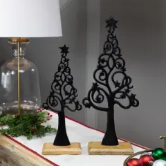Northlight Starry Trees Metal Christmas Decorations - 18.5" - Black - Set of 2