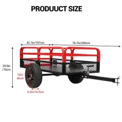 TROPOW Heavy Duty Steel ATV Dump Trailer, 15 Cu.Ft Pull Behind Utility Trailer with Removable Sides & All-Terrain Tires for Garden/Yard/Lawn
