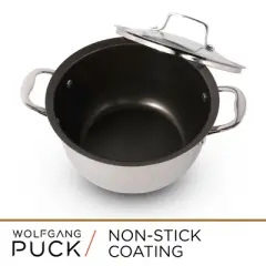 Wolfgang Puck 6-Piece Stainless Steel Pots and Pan Set; Scratch-Resistant Non-Stick Cookware