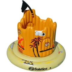 Solstice 82" Inflatable Giant Floating Pirate Castle Swimming Pool Adventure Play Set - Yellow