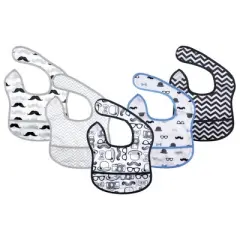 Hudson Baby Infant Boy Waterproof Polyester Bibs 5pk, Gentleman