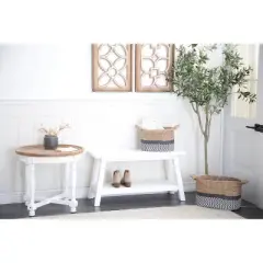 Farmhouse Solid Wood Bench White - Olivia & May