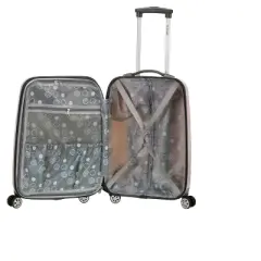 Rockland Melbourne Expandable ABS Hardside Carry On Spinner Suitcase - Gold Wave Pattern