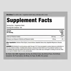 Piping Rock Potassium Supplement | Plus Iodide | 180 Vegetarian Tablets