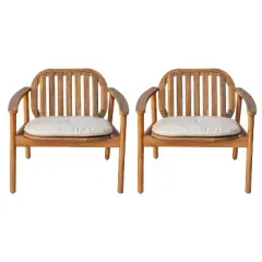 Christopher Knight Home Vickers Outdoor Acacia Wood Club Chairs with Cushions (Set of 2)