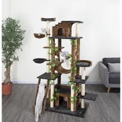 Go Pet Club 77" Forest Cat Tree with Leaves F2090 - Black/Brown