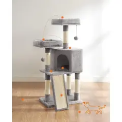 Feandrea 45.3&Prime; H Cat Tree Cat Tower, Multi-Level Cat Play House, Climbing Tree