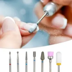 Unique Bargains Emery Nail Drill Bits Set for Acrylic Nails 3/32 Inch Nail Art Tools 42.3mm Length Colorful 7 Pcs