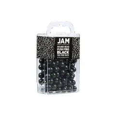 JAM PAPER Round Head Push Pins Black 100/Pack (346RTBL)