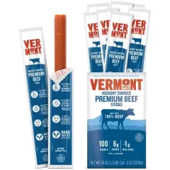 Snack Sticks by Vermont Smoke & Cure - Premium Beef - Hickory Smoked - Healthy Meat Protein - 1oz Jerky Stick 24 count carton