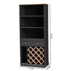 Mattia and Oak Finished Wood Wine Cabinet Gray/Brown - BaxtonStudio