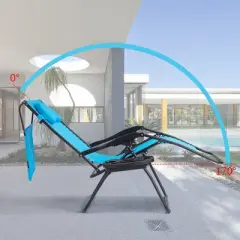 Costway Folding Recliner Zero Gravity Lounge Chair W/ Shade Canopy Cup Holder Blue