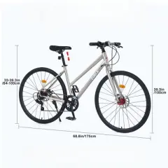 INFURNIC Bicycles, Hybrid bike with 7-speed, City Bicycle For men women, Gold, 68.8"*25.5"*39.9"
