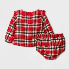 Baby Girls' Holiday Plaid Ruffle Top & Bottom Set - Cat & Jack&trade; Red