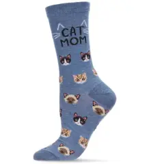 Memoi Cat Mom Bamboo Blend Crew Socks