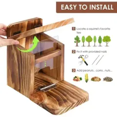 Snynuxx Squirrel Feeder Table, Wooden Squirrel Picnic Table Feeders for Outdoors, Funny Squirrel Feeder Nuts Bar Corn Cob with Soild Structure (Brown)