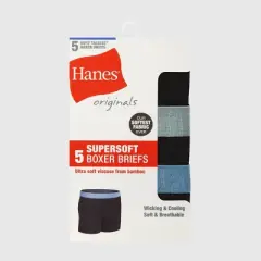 Hanes Originals Boys' 5pk SuperSoft Boxer Briefs - Black