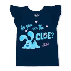 Nickelodeon Girl's 2-Pack Do You See The Clue Ruffle Sleeve Blue's Clues Top and Paw Print Legging Pant Set for Toddlers