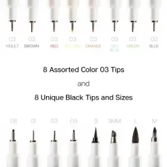 KINGART PRO Inkline&trade; Fine Line Pens, 16 pc