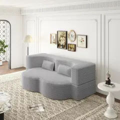 Sleeper Sofa Bed Modern Convertible Foam Upholstered with Accent Pillows for Living Room Wide - 3irtyhousy