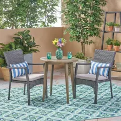 Arezzo 3pc Wood & Wicker Bistro Set - Gray/Gray - Christopher Knight Home