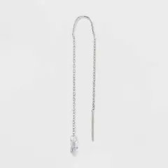 Round Clear Crystal Cubic Zirconia Threader Earrings - A New Day&trade; Silver