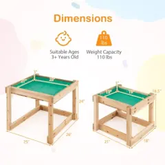 Costway Wooden Sand and Water Tables Outdoor Sensory Tables with Protective Cover