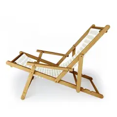 Little Arrow Design Co Block Print Tile Sage Folding Lounge Chair Green - Deny Designs