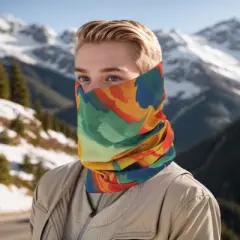 Unique Bargains Sunscreen Cloud Pattern Face Scarf Mask Orange 1 Pc