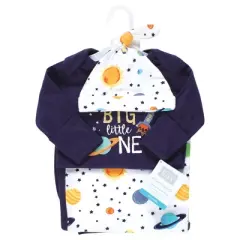 Hudson Baby Infant Boy Gown, Swaddle Blanket and Cap or Headband, Solar System, 0-6 Months