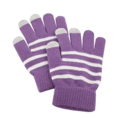 Fosmon Touchscreen Gloves, Winter Knit Gloves with Touch screen Fingers for Men & Women, Superb Accuracy on 3 Conductive Fingertips - Purple/White