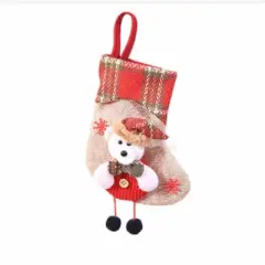 Mini Christmas Stockings - Little Bear Print Small Gift Bags for Stocking Stuffers