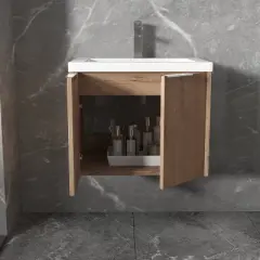 Bathroom Vanity with Sink, Soft Close Door and Floating Mount Design - ModernLuxe
