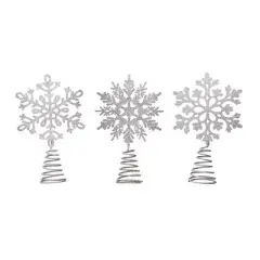 Transpac Set of 3 Metal Snowflake Tree Toppers Decorative Christmas Sculptures for Indoor Holiday Decor and Gifts