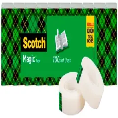 Scotch 810 Magic Tape, 0.75 x 1000 Inch, Matte Clear, Pack of 10