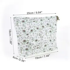 Unique Bargains Women Flower Cosmetic Bag Green White 1 Pc