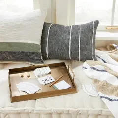 14"x20" Stripe Pattern Throw Pillow Dark Gray/White/Beige - Hearth & Hand&trade; with Magnolia