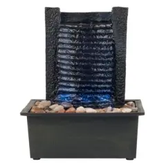 Nature Spring LED Indoor Water Fountain for Tabletop - 8.5" x 10.5", Black